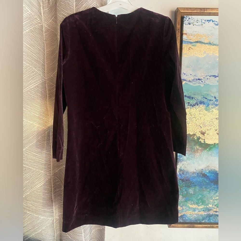 Theory Mini Dress Size 4 Wine  Velvet Long Sleeve Lined
